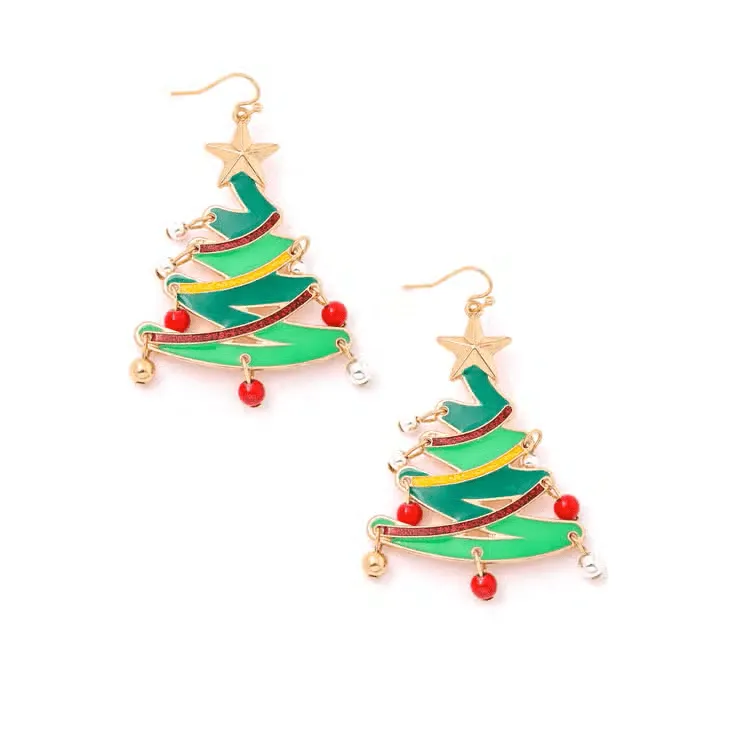 Merry Christmas Tree Dangle Earrings