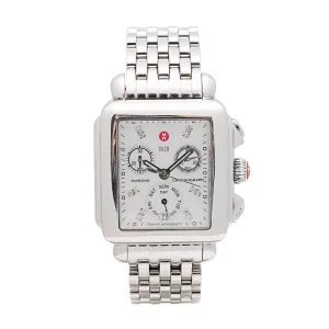 Michele Deco Watch Stainless Steel MOP Diamond Dial 35 x 33mm Quartz (Preowned)(See Description)