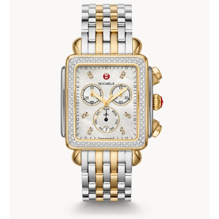 Michele Special-Edition Deco XL Two-Tone Diamond Dial 33mm Quartz