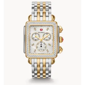 Michele Special-Edition Deco XL Two-Tone Diamond Dial 33mm Quartz