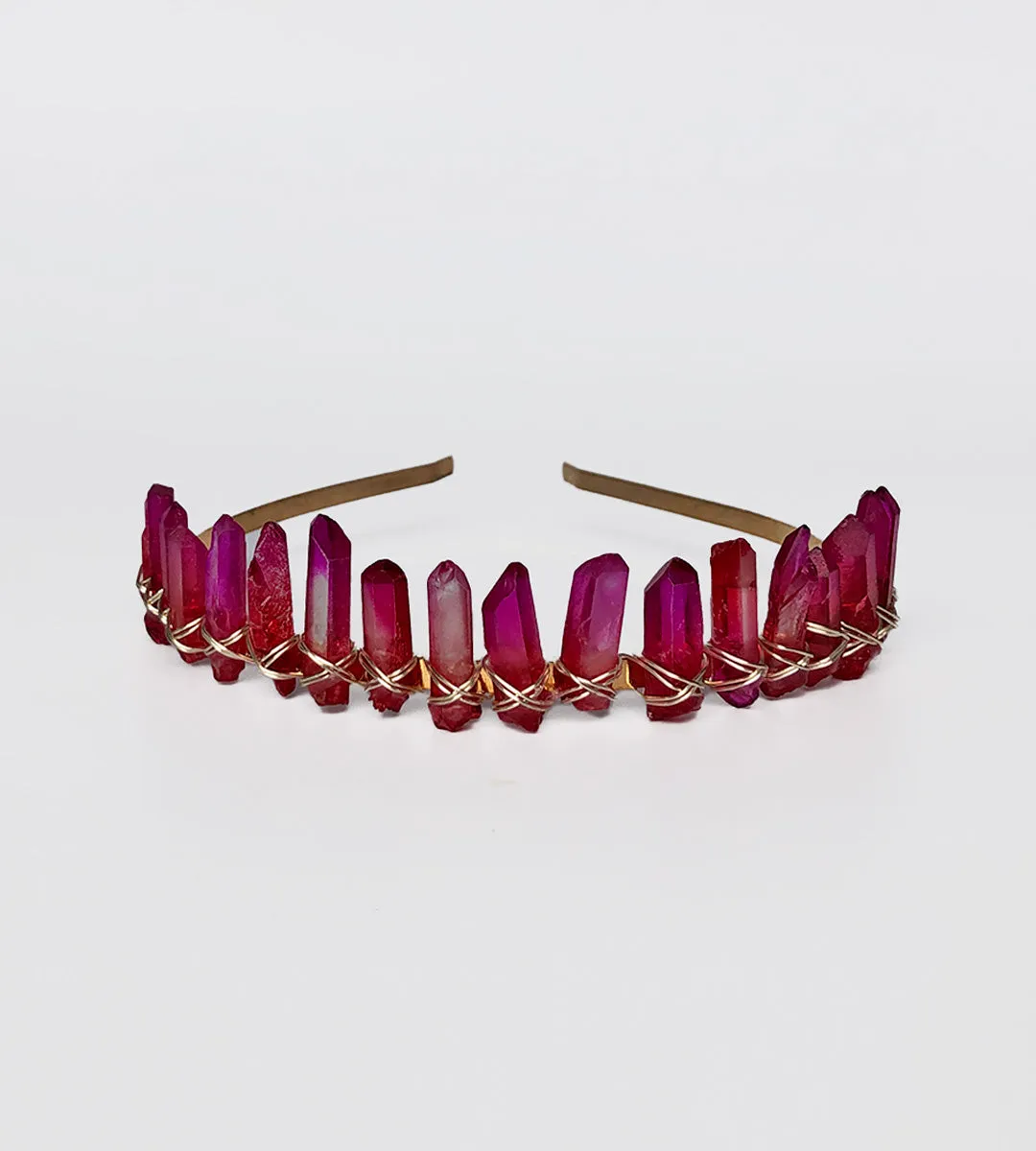 Mini Diadem Crystal Crown in Magenta