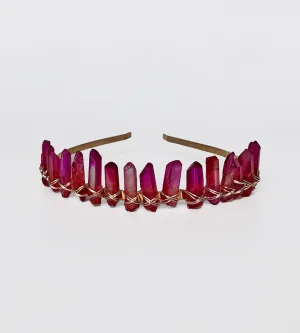 Mini Diadem Crystal Crown in Magenta