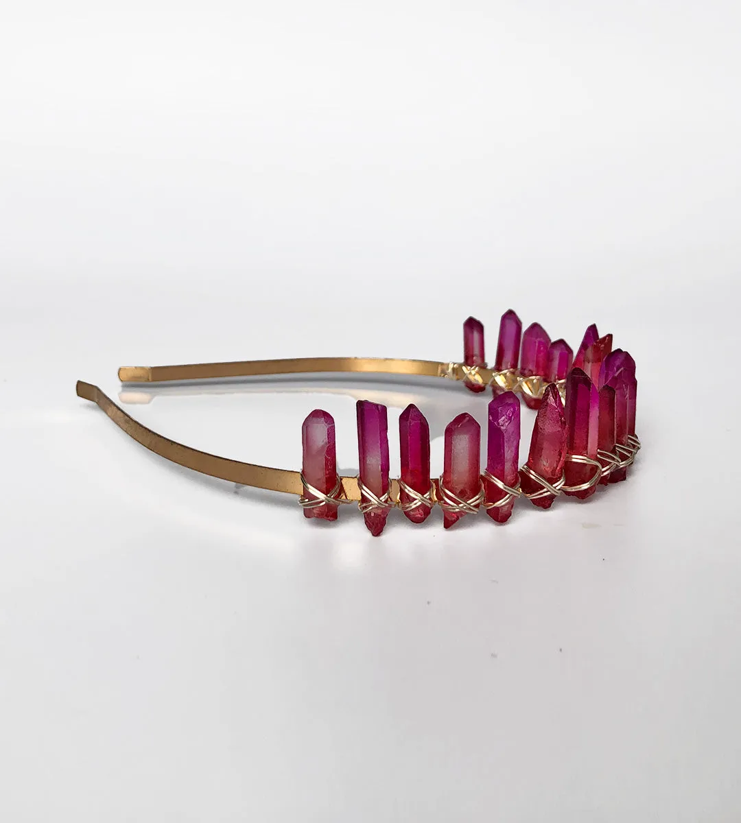 Mini Diadem Crystal Crown in Magenta