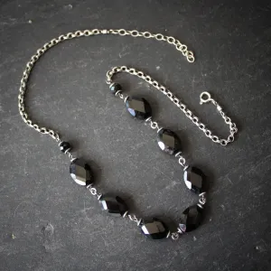 Nine Maidens. Vintage Sterling and Onyx Necklace.