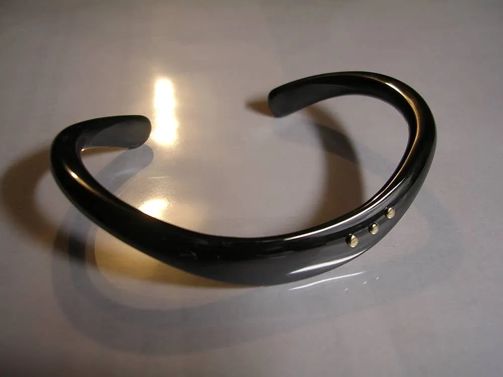 Niobium Classic Style Bracelet in Black with Solid 14K Yellow Gold Rivets for Men and Women