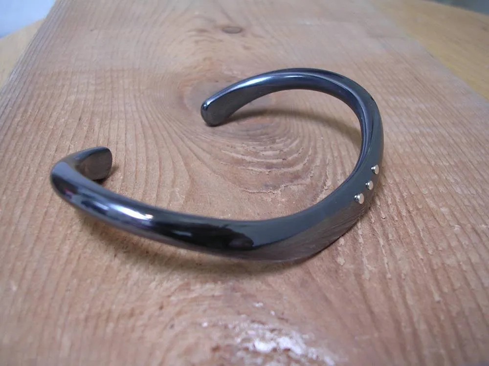 Niobium Classic Style Bracelet in Black with Solid 14K Yellow Gold Rivets for Men and Women