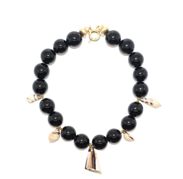 NIVIA PIRES - NECKLACE ONYX SEASHELL
