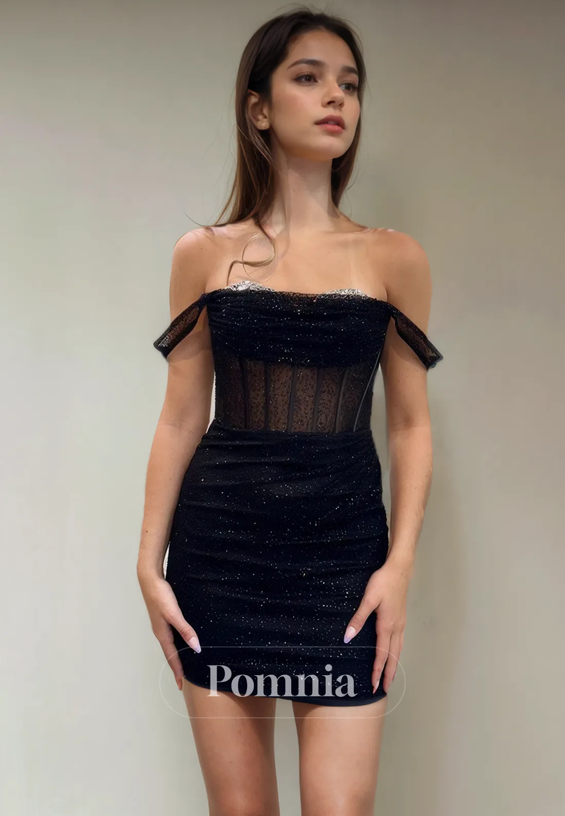 Off-Shoulder Scoop Sheath/Column Sequins Short Homecoming Dress