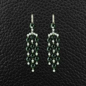 Onyx & Diamond Dangle Estate Earrings