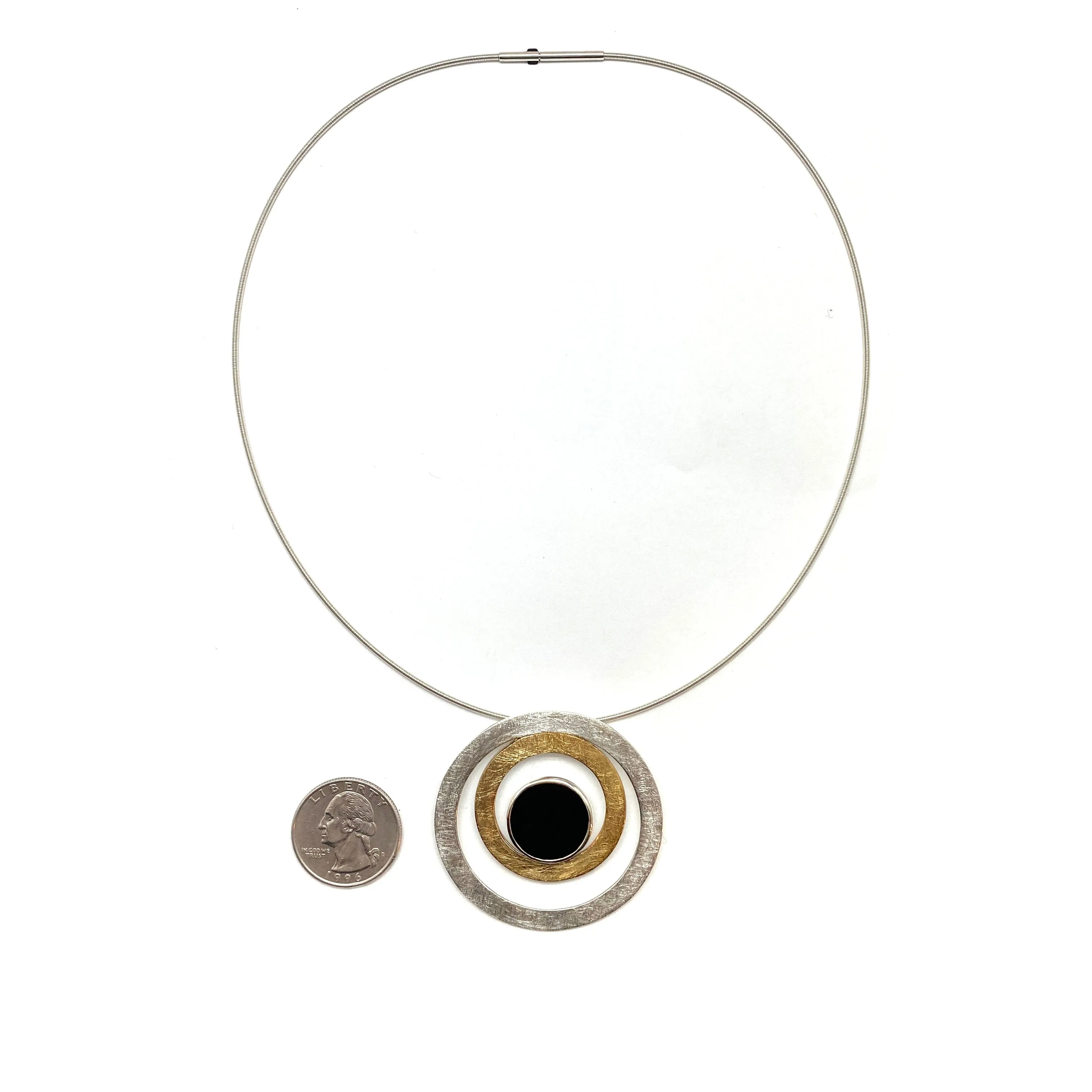 Onyx Circle Pendant Necklace