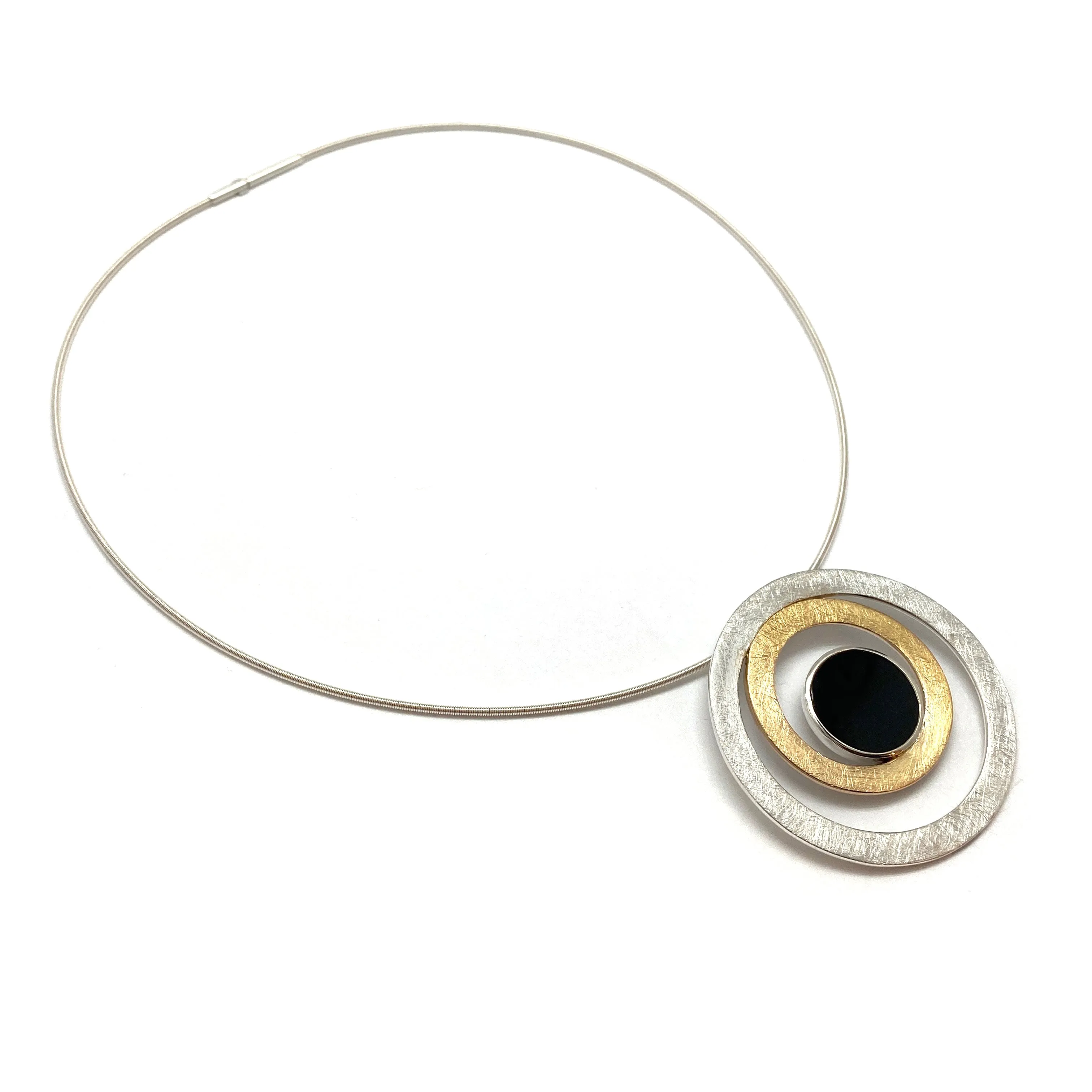 Onyx Circle Pendant Necklace