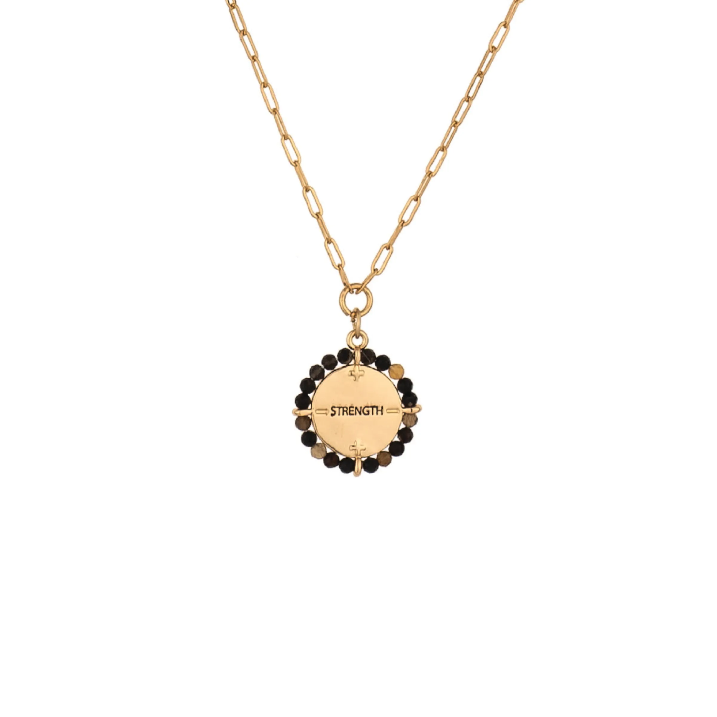 Onyx Encircled Beaded Pendant Necklace