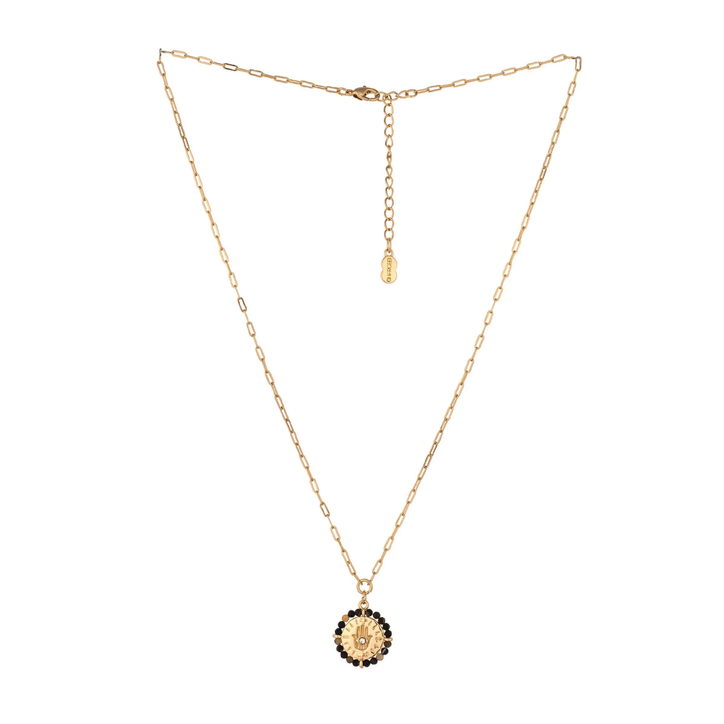 Onyx Encircled Beaded Pendant Necklace