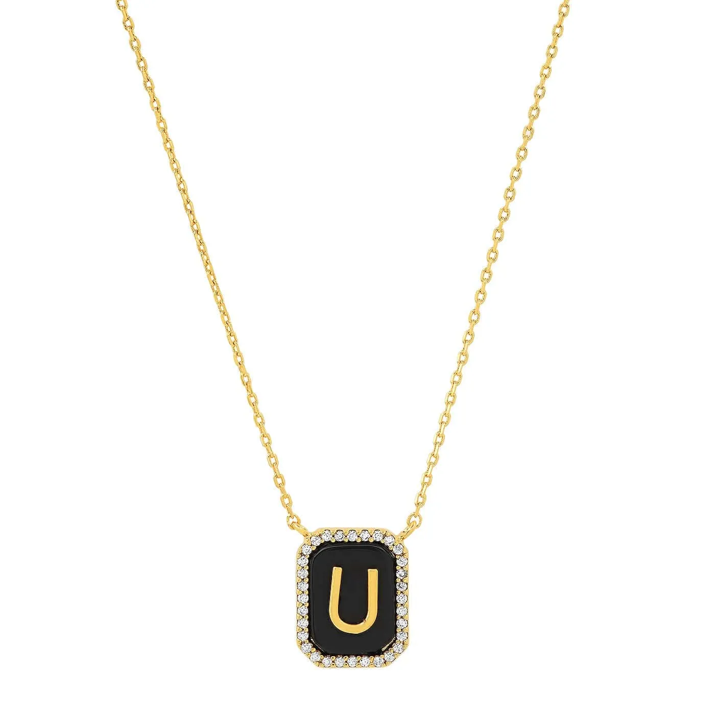 Onyx Monogram Pendant Necklace