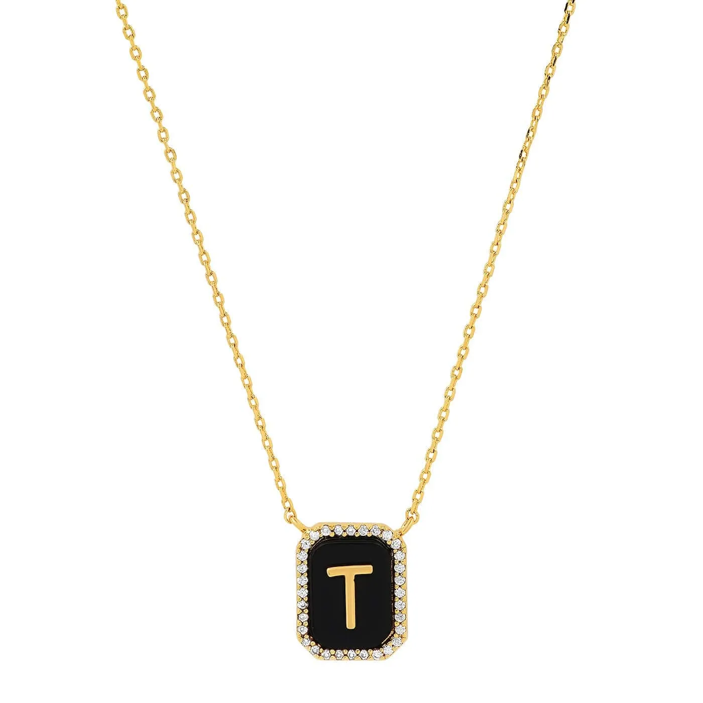 Onyx Monogram Pendant Necklace