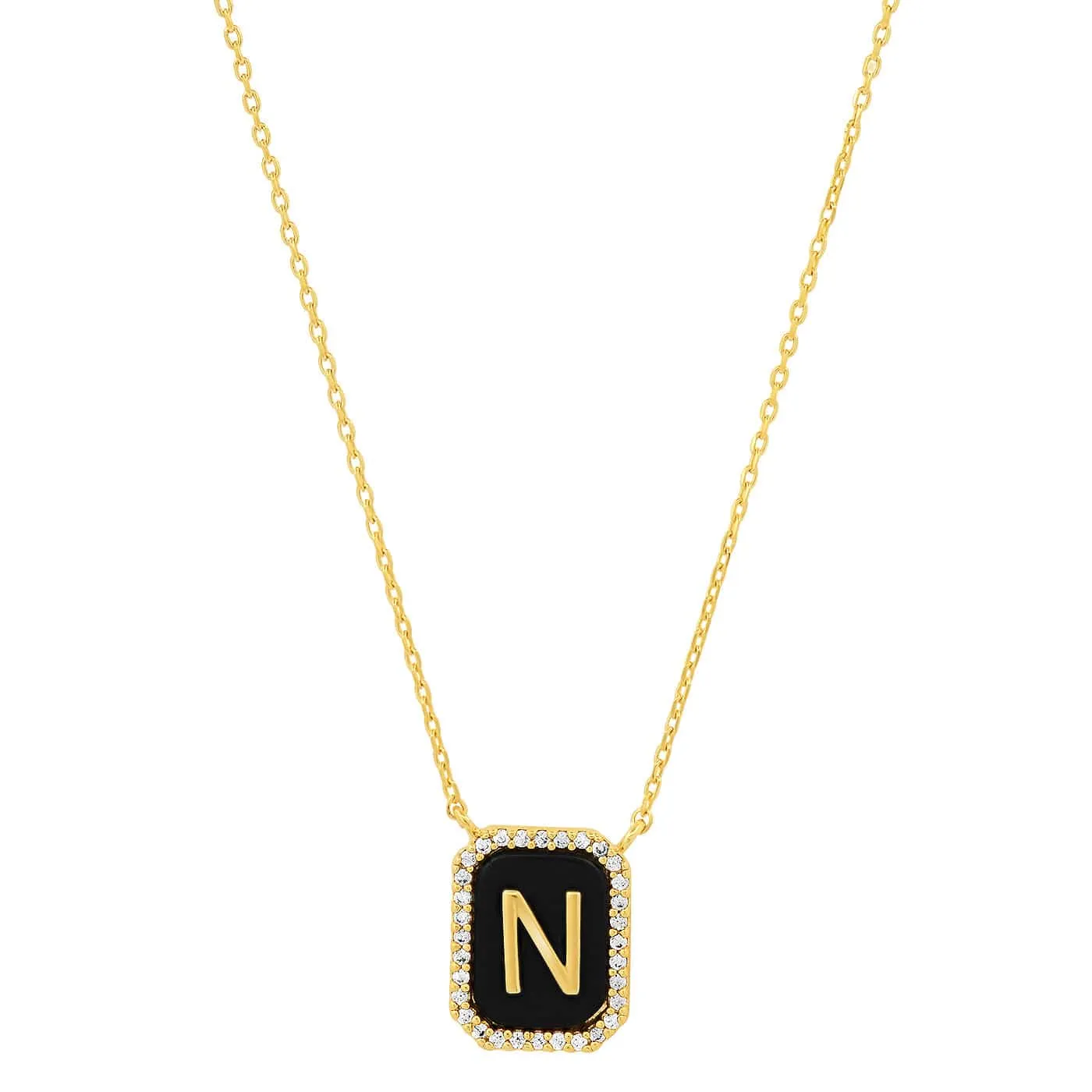 Onyx Monogram Pendant Necklace