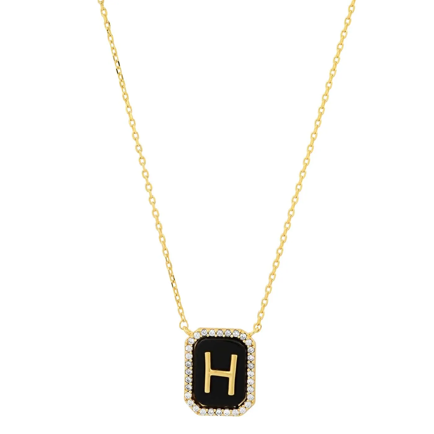 Onyx Monogram Pendant Necklace