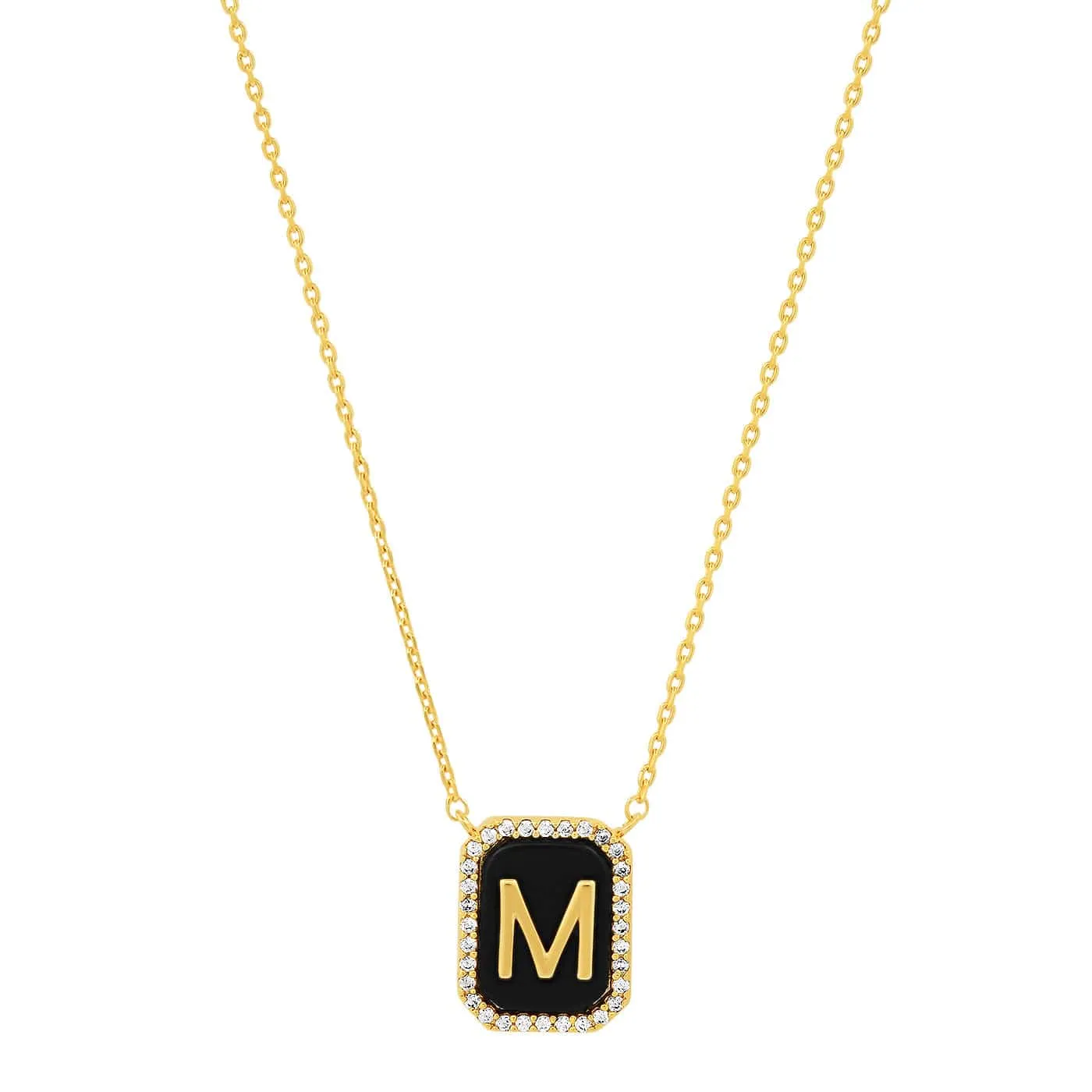 Onyx Monogram Pendant Necklace
