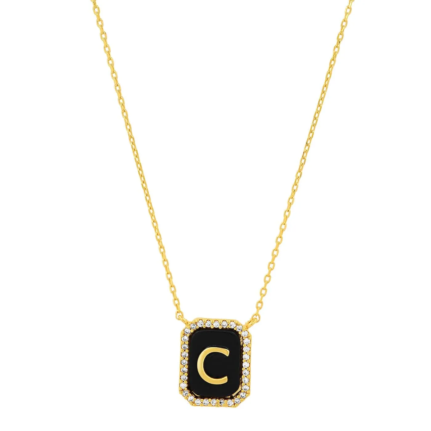 Onyx Monogram Pendant Necklace