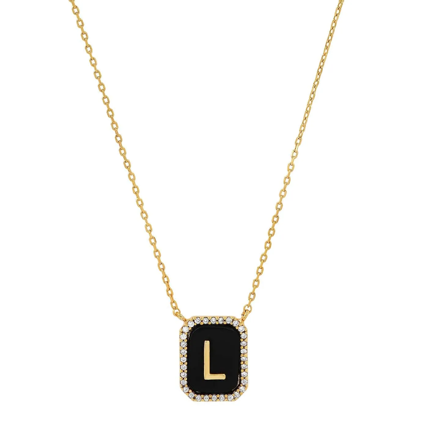 Onyx Monogram Pendant Necklace