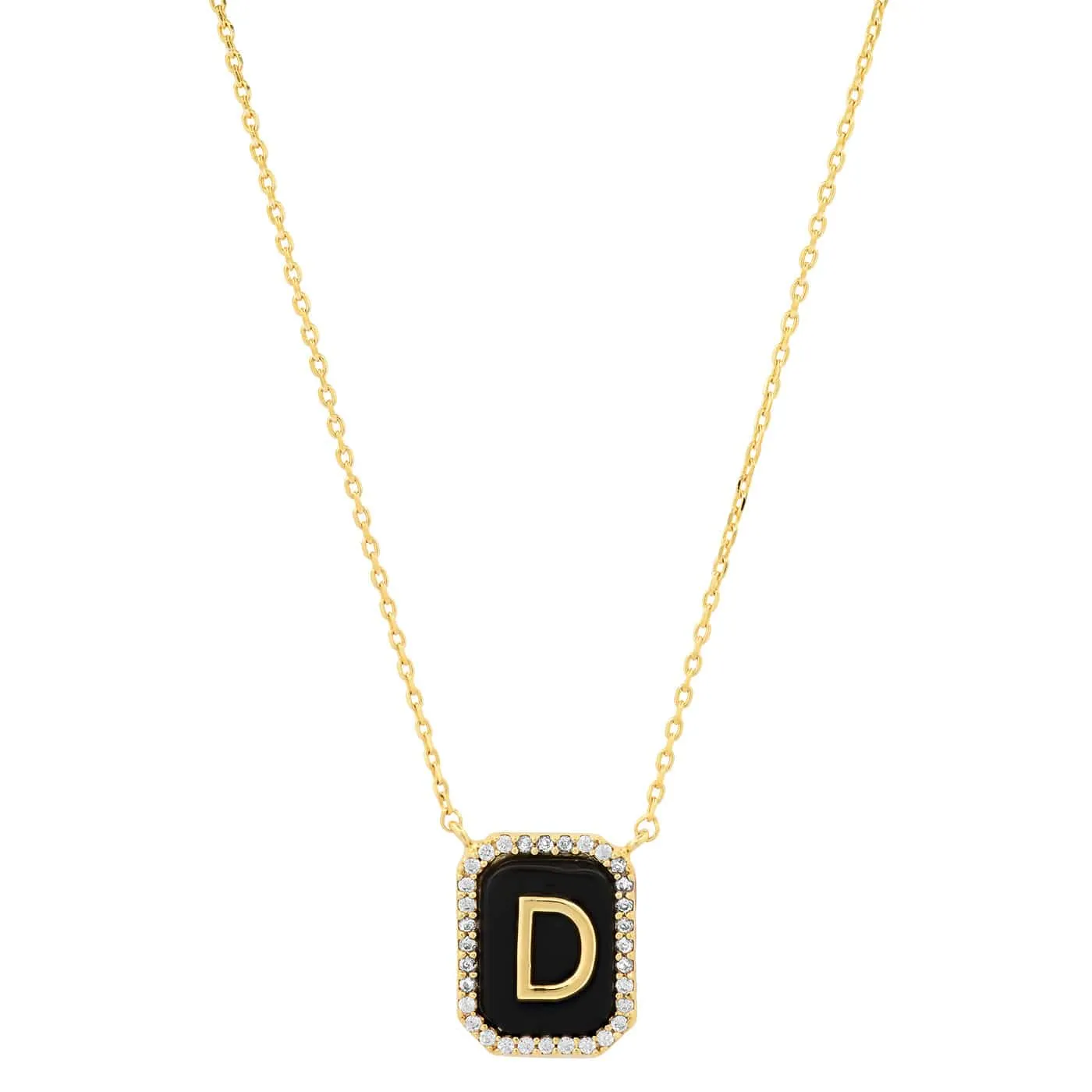 Onyx Monogram Pendant Necklace
