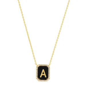 Onyx Monogram Pendant Necklace