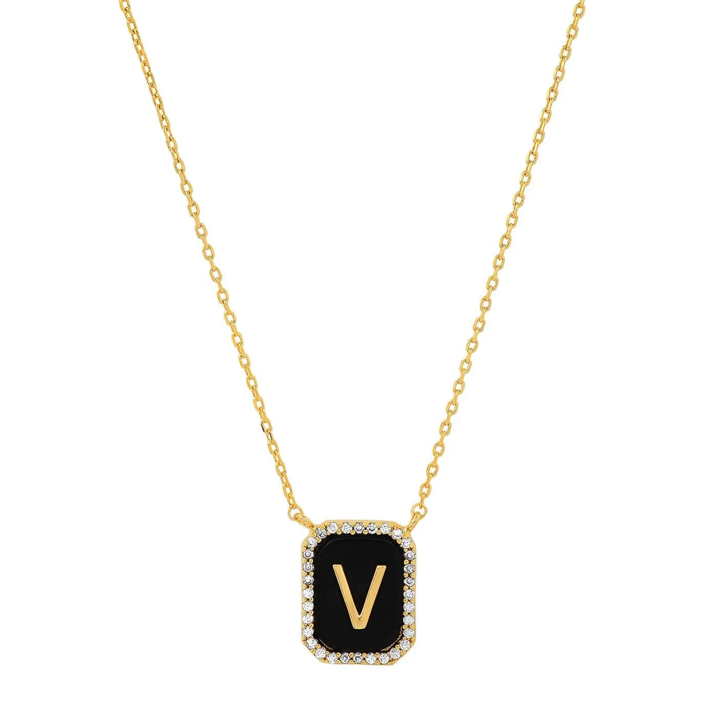 Onyx Monogram Pendant Necklace