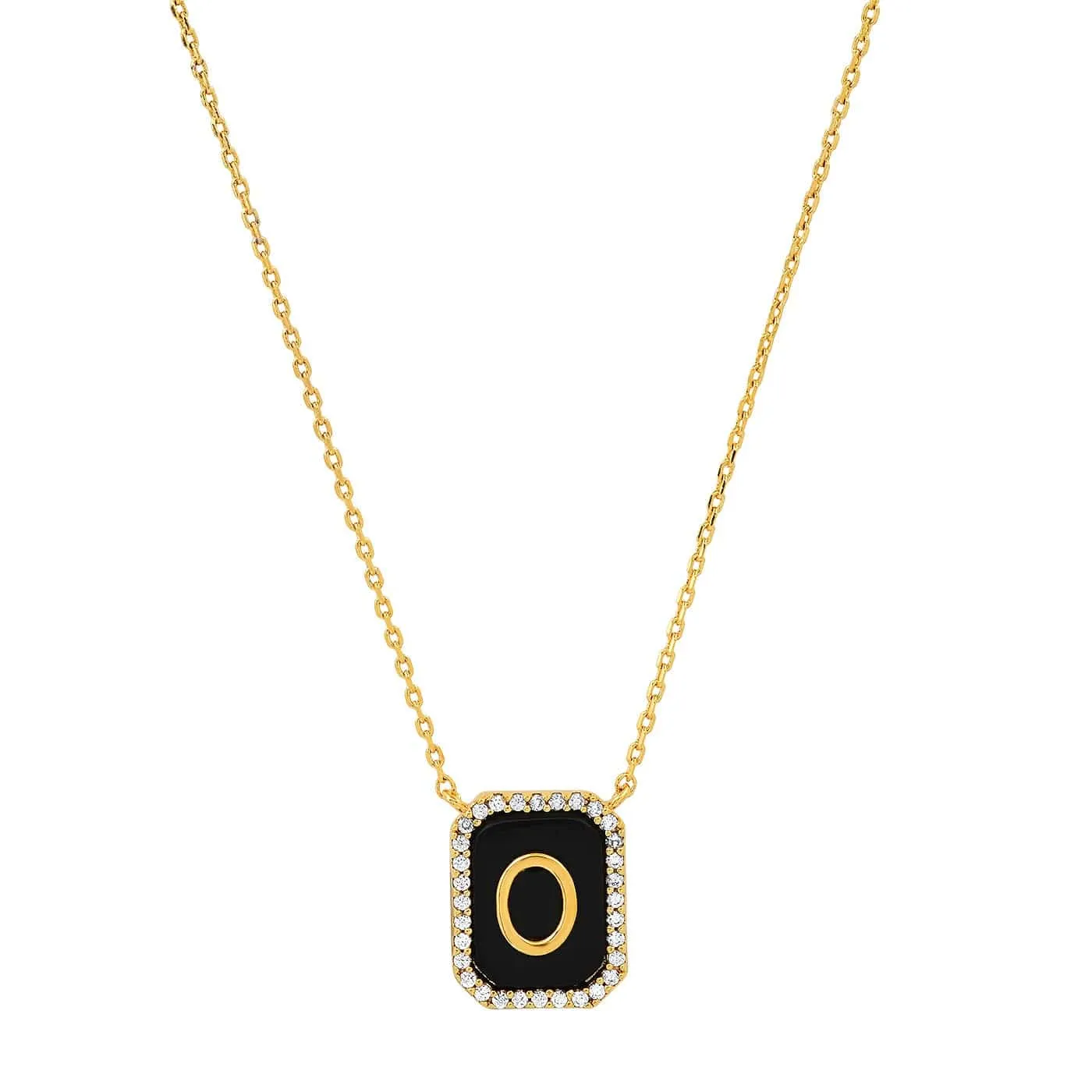 Onyx Monogram Pendant Necklace