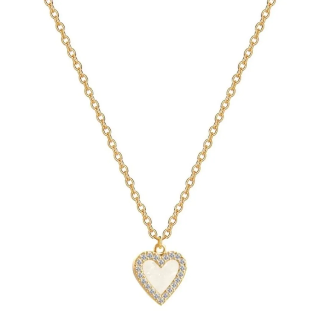 Pavé Mother of Pearl Heart Necklace