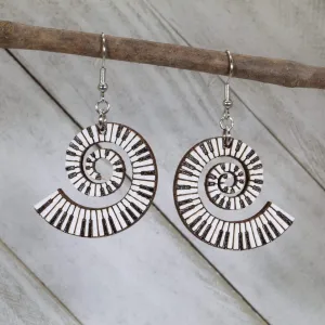 Piano Swirling Keyboard Wooden Dangle Earrings by Cate's Concepts, LLC