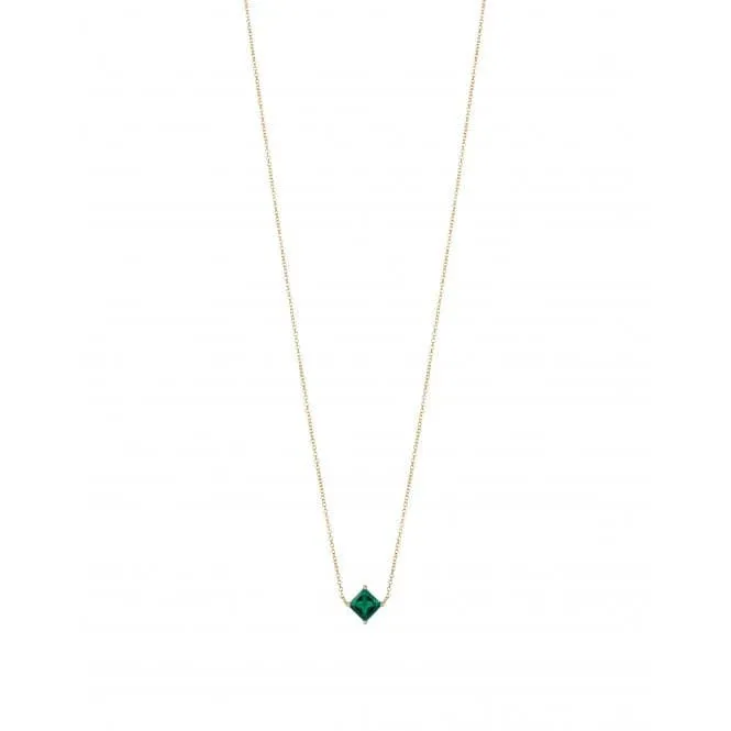 Princess cut  created emerald necklace GN373G