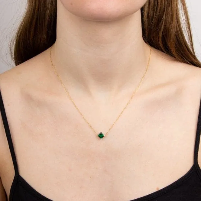 Princess cut  created emerald necklace GN373G