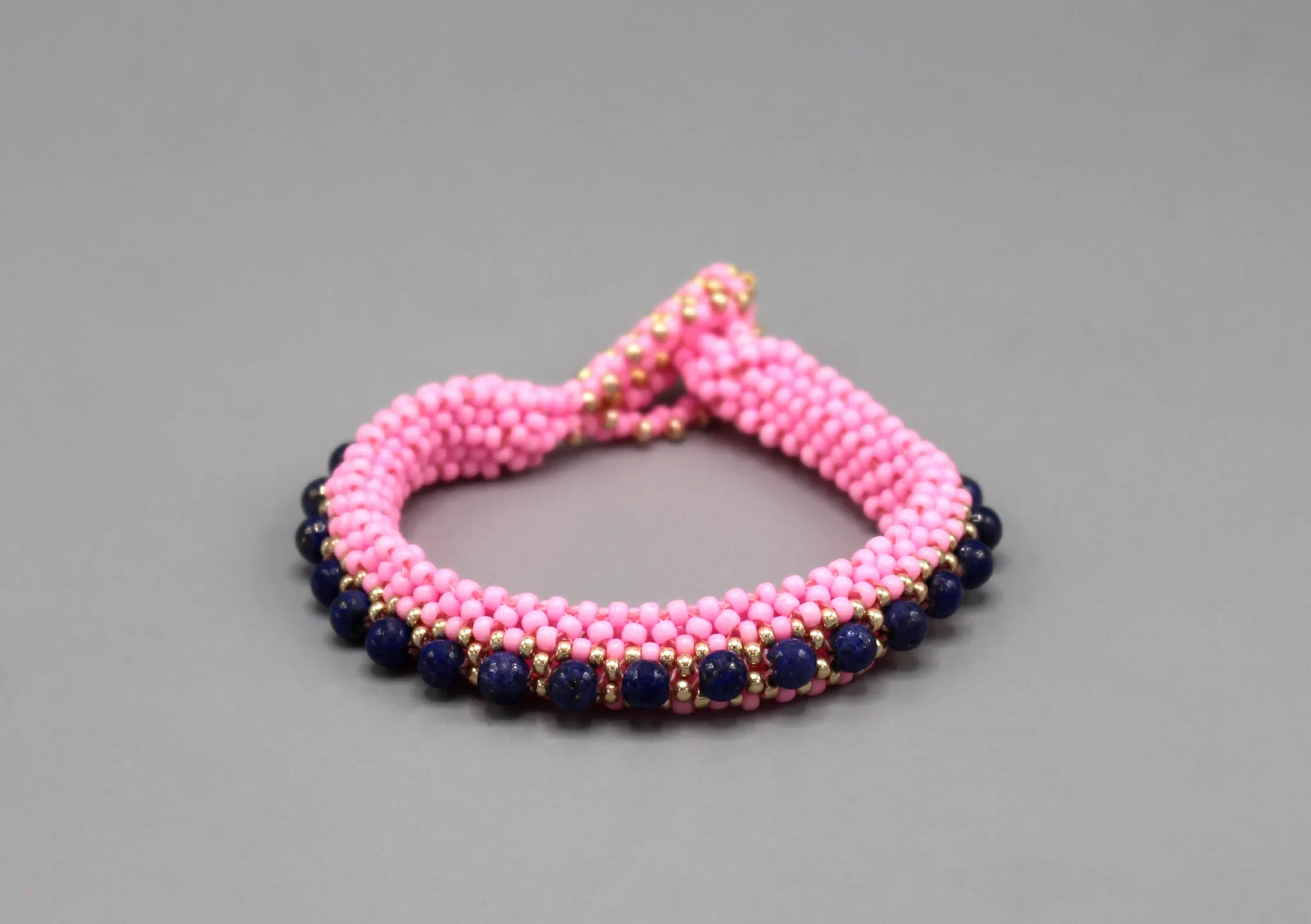 Purple and Pink Glass Beads Women's Bracelet