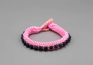 Purple and Pink Glass Beads Women's Bracelet