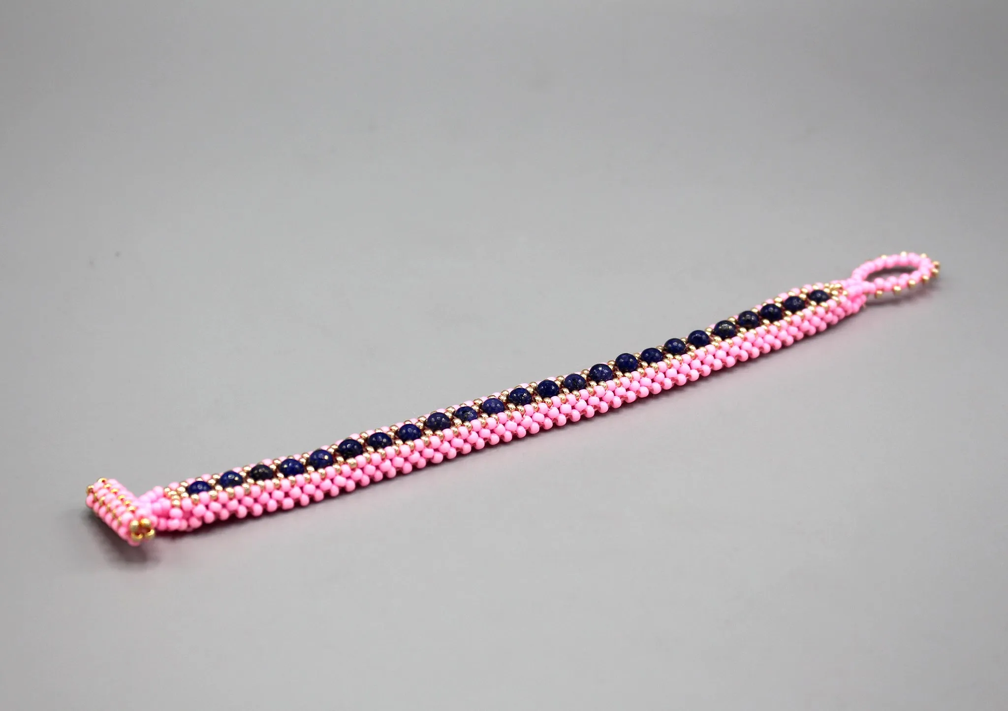 Purple and Pink Glass Beads Women's Bracelet