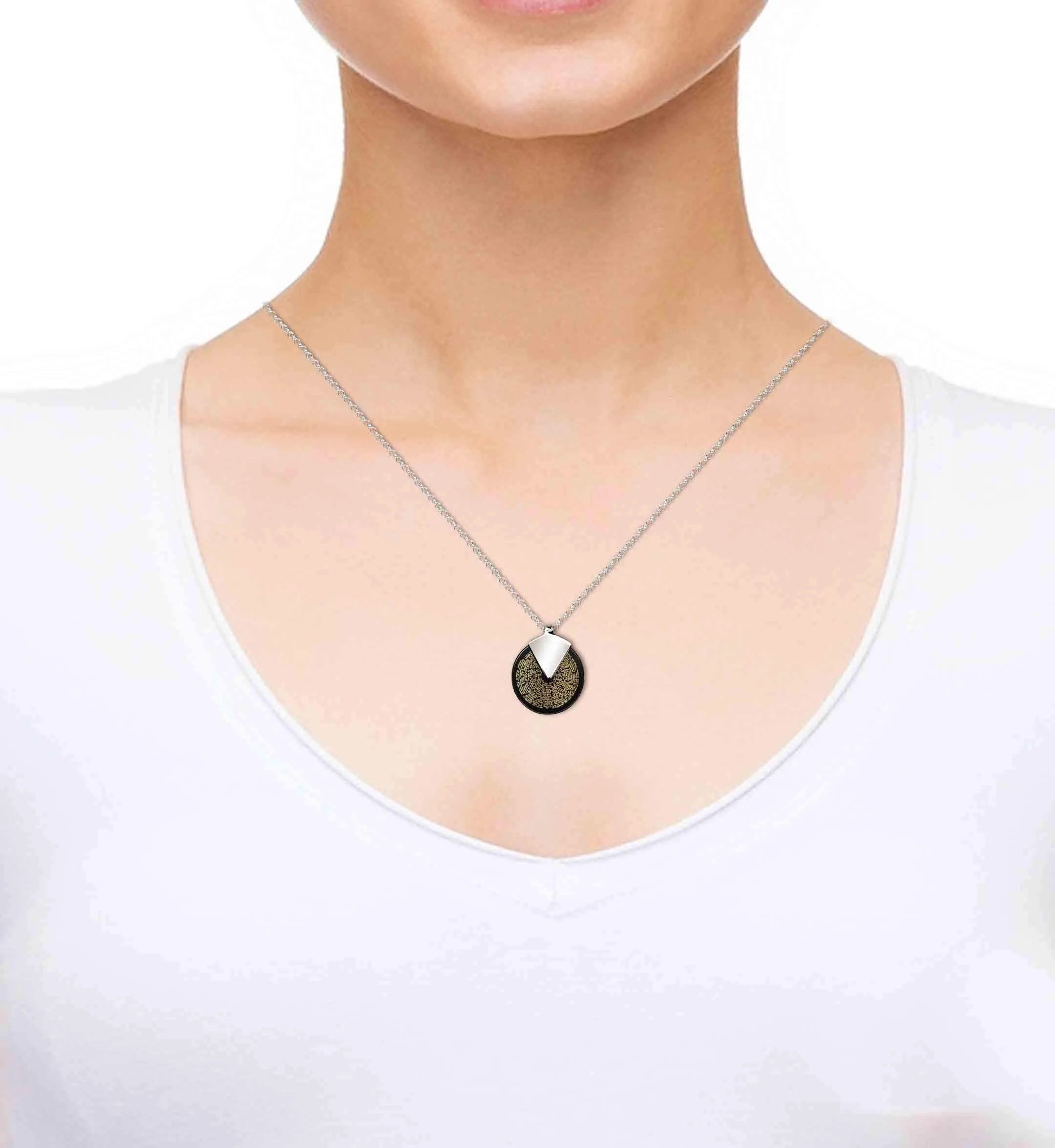 "I Love You" in 120 Languages, 14k White Gold Necklace, Onyx