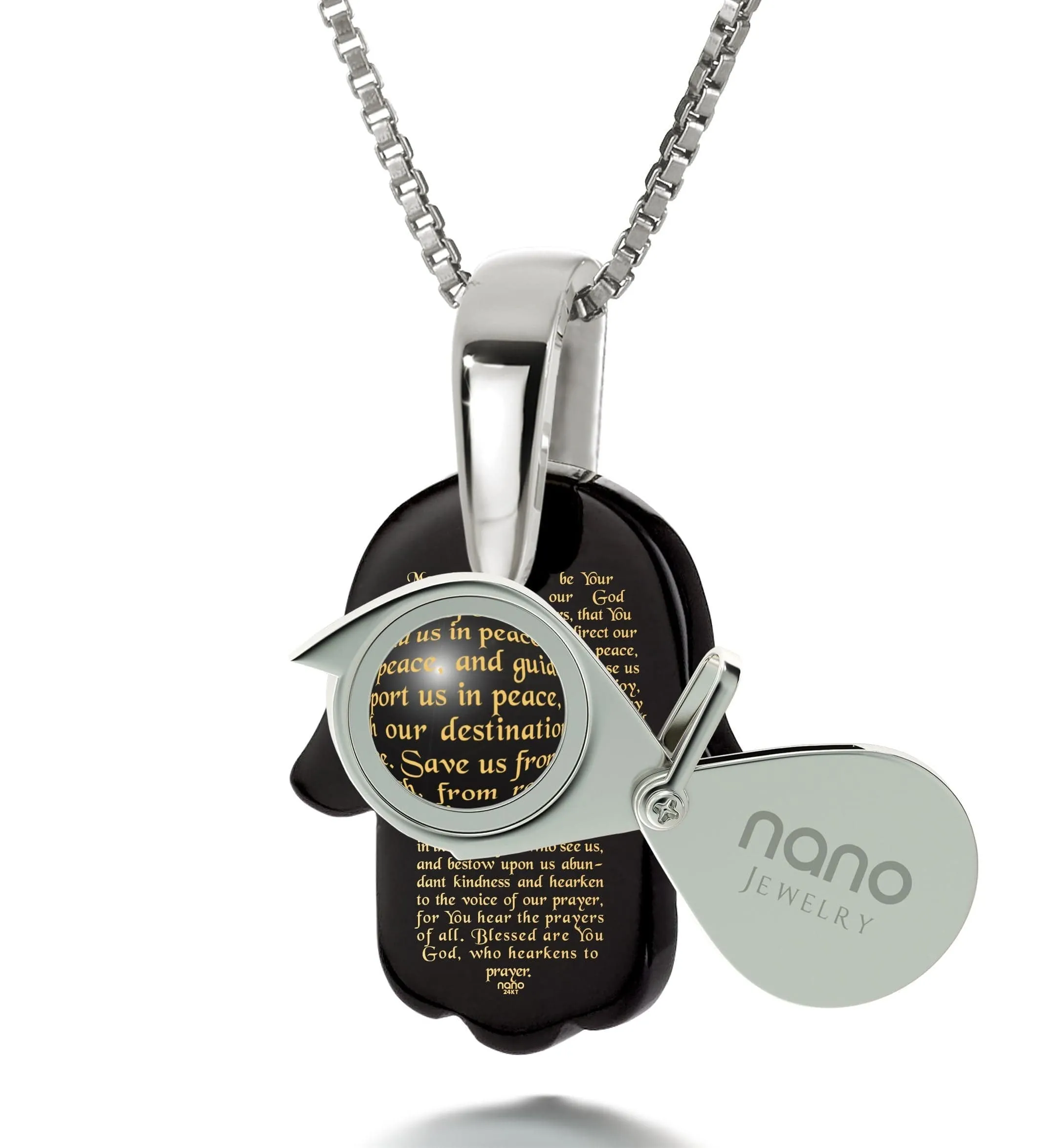 "Traveler’s Prayer", 925 Sterling Silver Necklace, Onyx