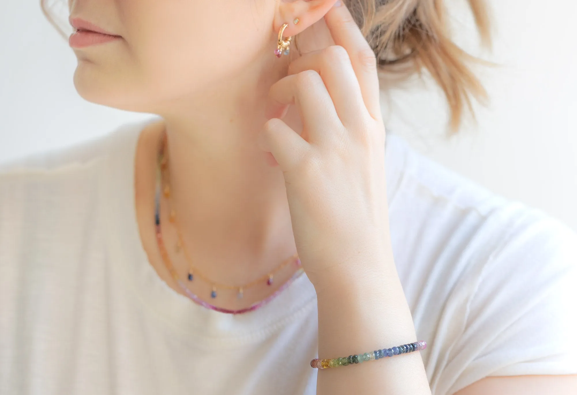 Rainbow Sapphire Beaded Bracelet