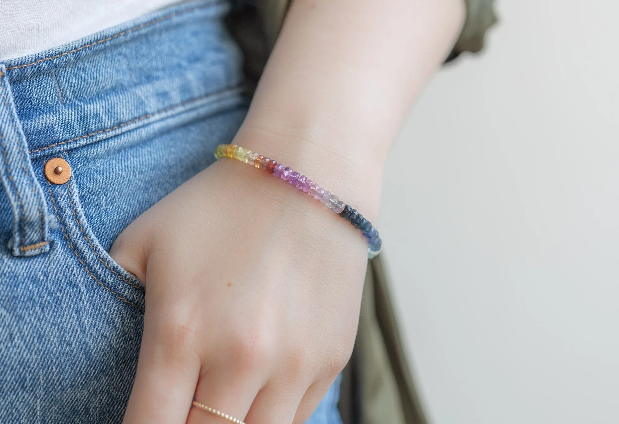 Rainbow Sapphire Beaded Bracelet