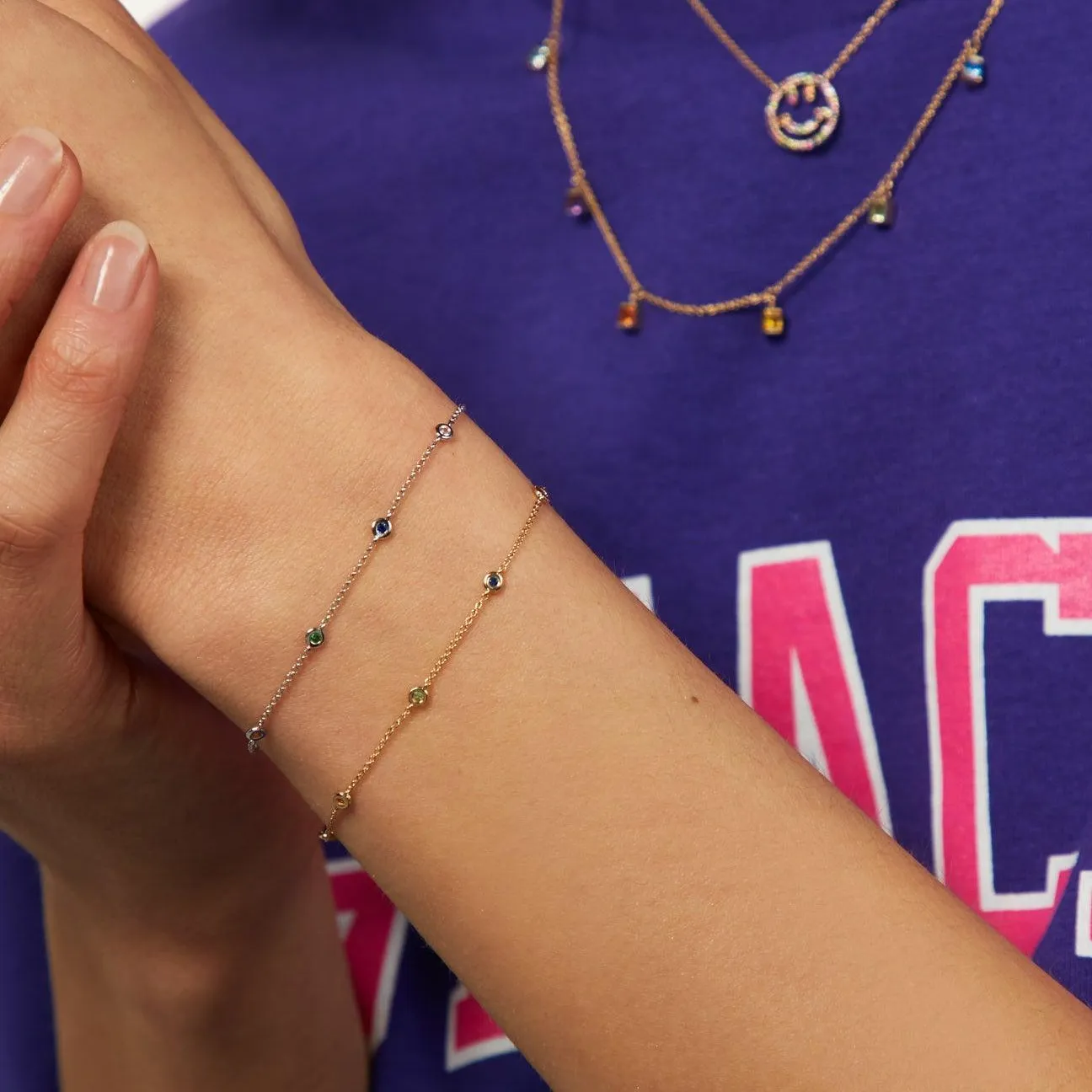 Rainbow Sapphire Skittle Bracelet