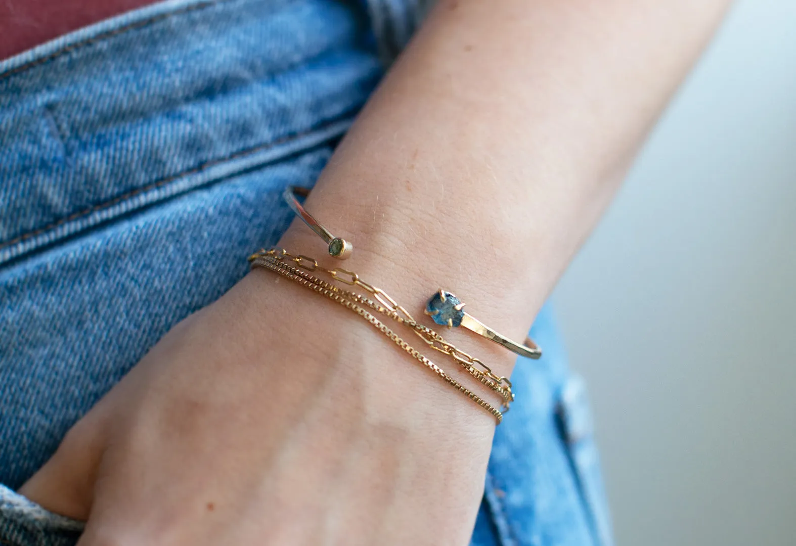 Raw Montana Sapphire Cuff Bracelet