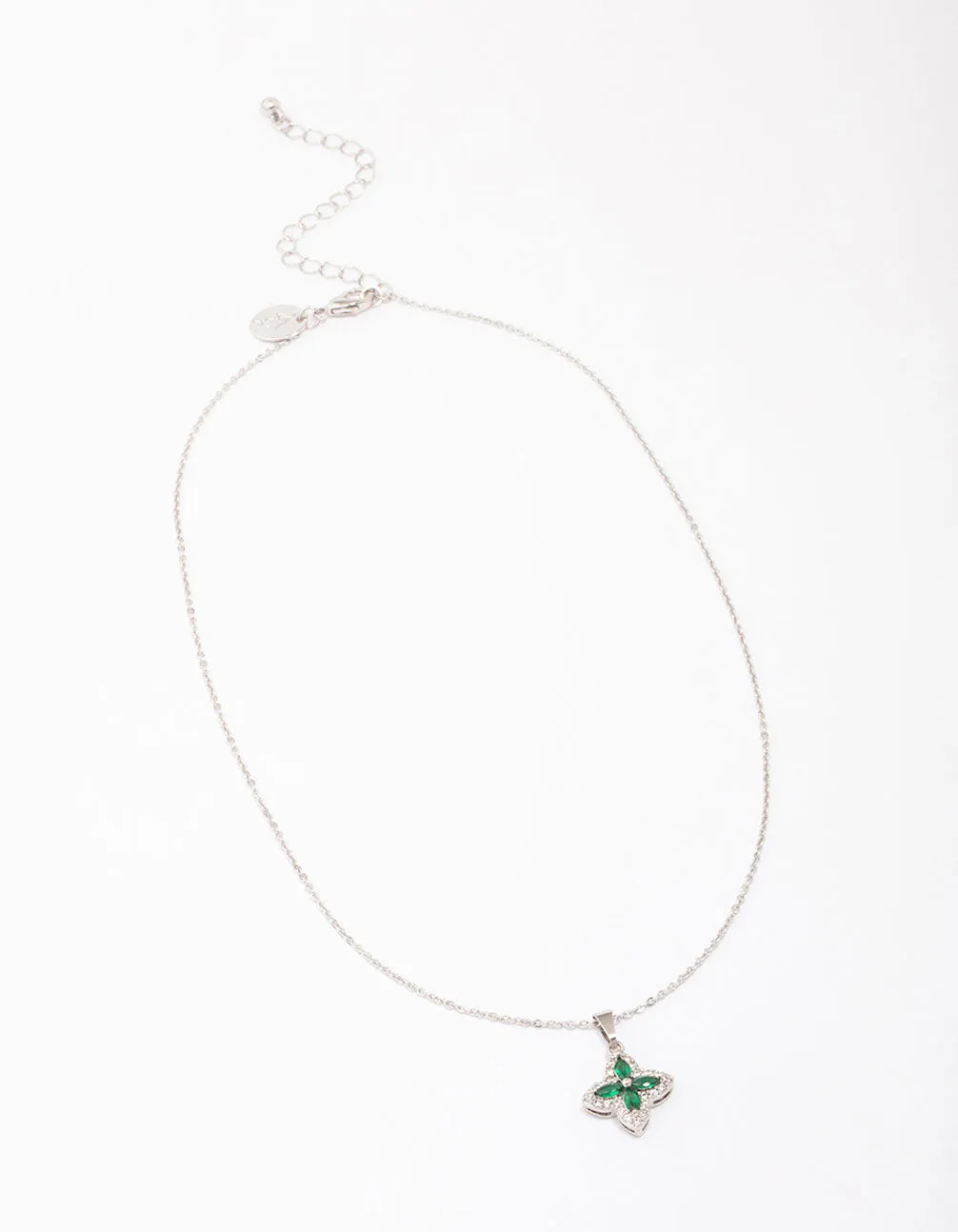 Rhodium Diamante Cross Pendant Necklace