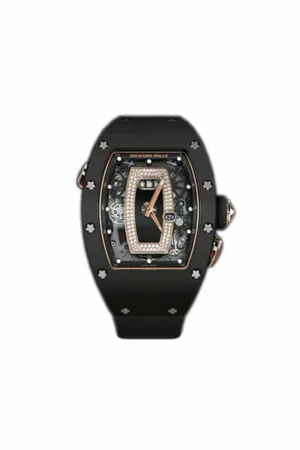 Richard Mille Black Ceramic & 18k Rose Gold Automatic Diamond & Onyx Dial Strap Watch