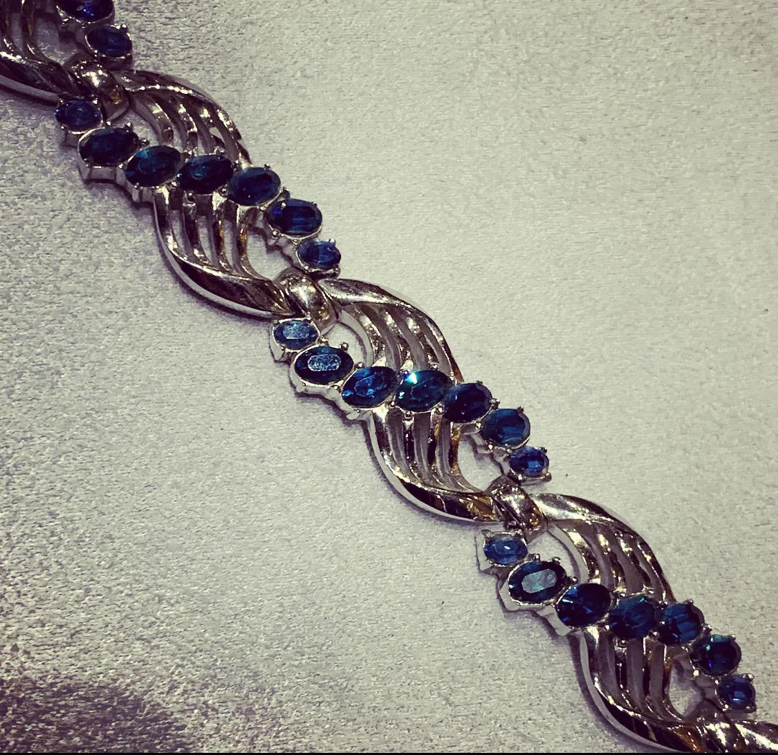 Sapphire Blue Wave Vintage Trifari Bracelet