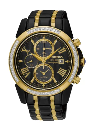 SEIKO LE GRAND SPORT TWO-TONE DIAMOND SET SOLAR CHRONOGRAPH SSC514P
