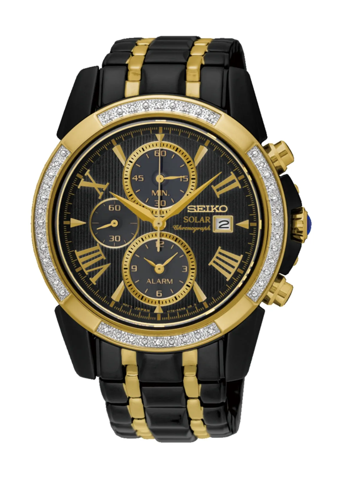 SEIKO LE GRAND SPORT TWO-TONE DIAMOND SET SOLAR CHRONOGRAPH SSC514P