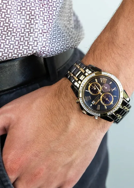 SEIKO LE GRAND SPORT TWO-TONE DIAMOND SET SOLAR CHRONOGRAPH SSC514P