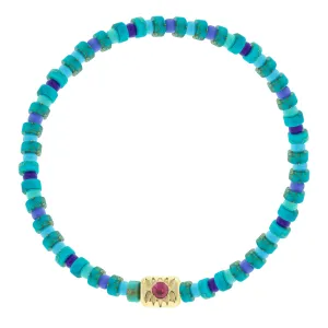 SHINE ON Eye Ingot with Pink Sapphire on Bead Bracelet