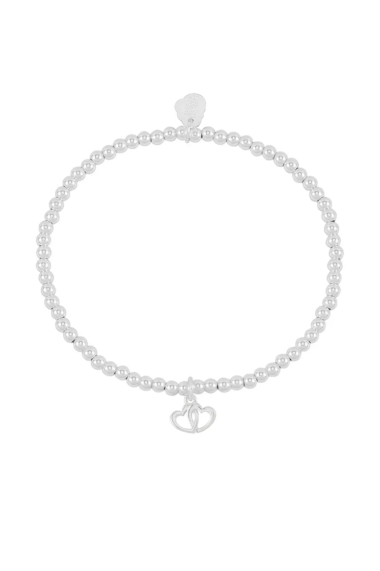 Sienna Beaded Interlinked Heart Charm Bracelet