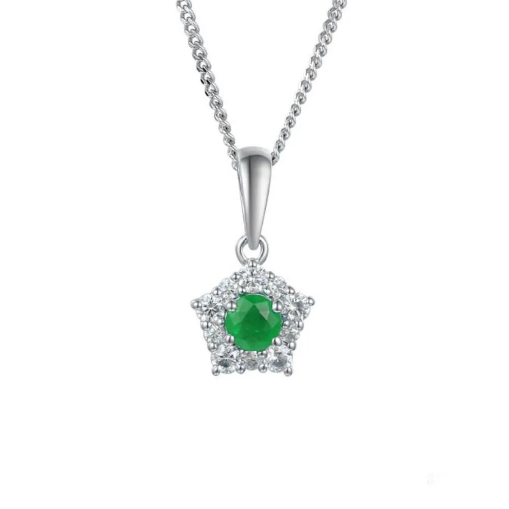 Silver classico cluster pendant with emerald and CZ